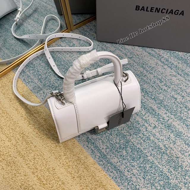 Balenciaga專櫃爆款Hourglass沙漏包 巴黎世家小牛冰白xs小號沙漏手提包 fyj1722